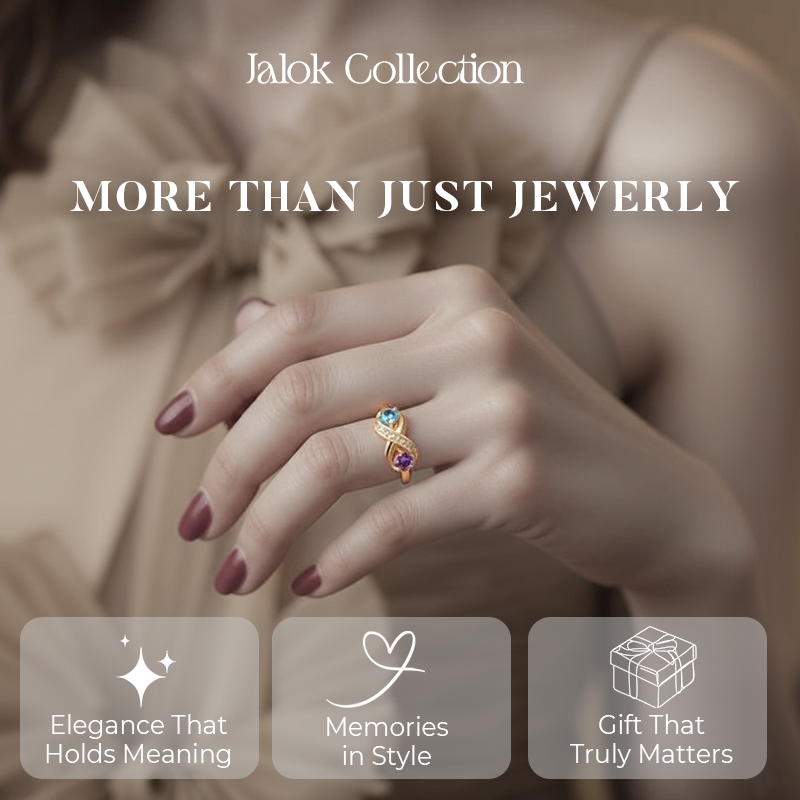 Customized Infinity Birthstone Ring with Engraved Names Personalized Gift for Women Birthday Anniversary Valentine’s Day