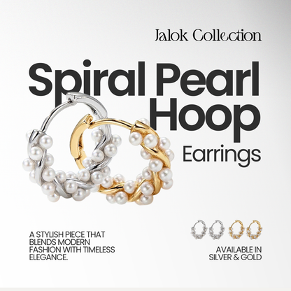 Jalok Collection Spiral Pearl Hoop Earrings