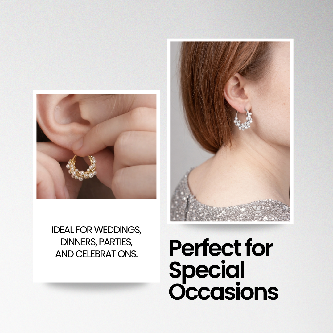 Jalok Collection Spiral Pearl Hoop Earrings