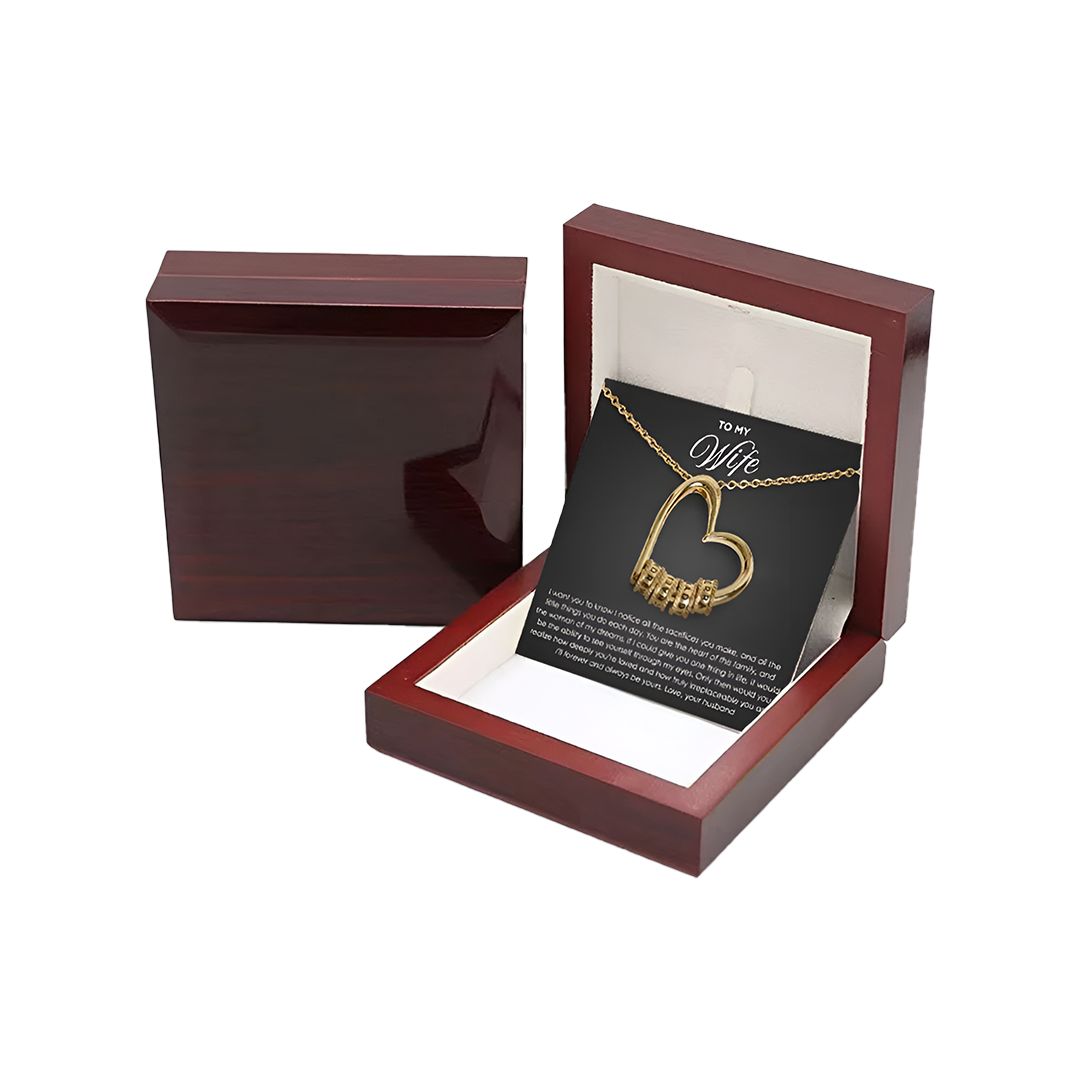 “To My Wife” Heart Necklace Gold with Bag